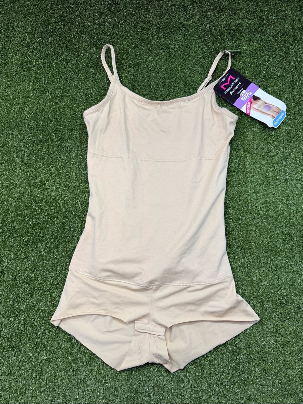 NWT Maidenform Flexees Romper Cool Comfort Shapewear Nude Beige XL